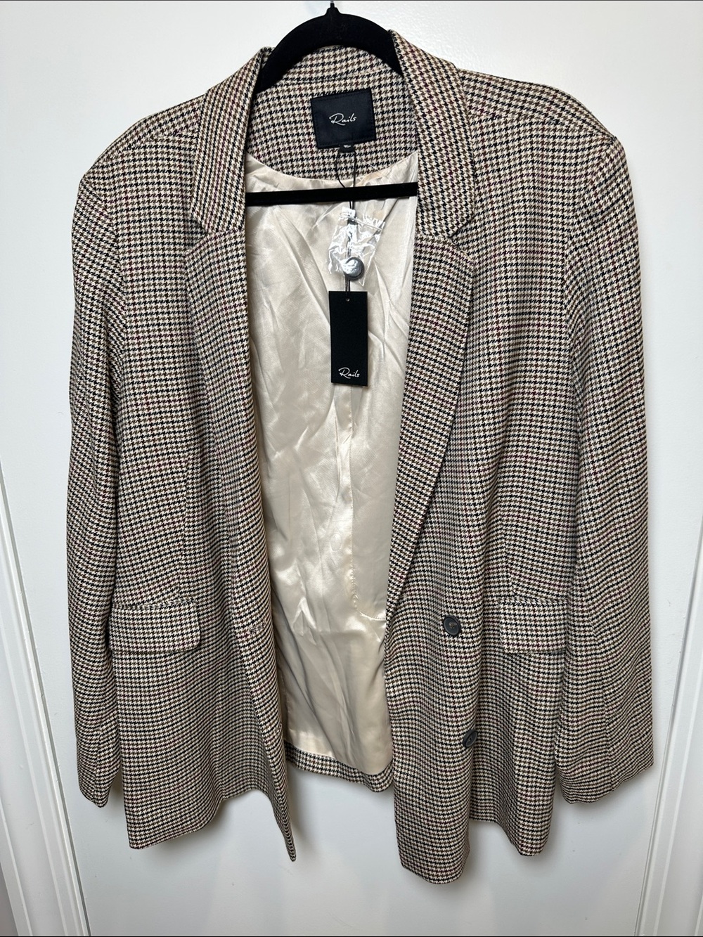 Rails Houndstooth Blazer in Beige and Brown with Cream Lining (20)